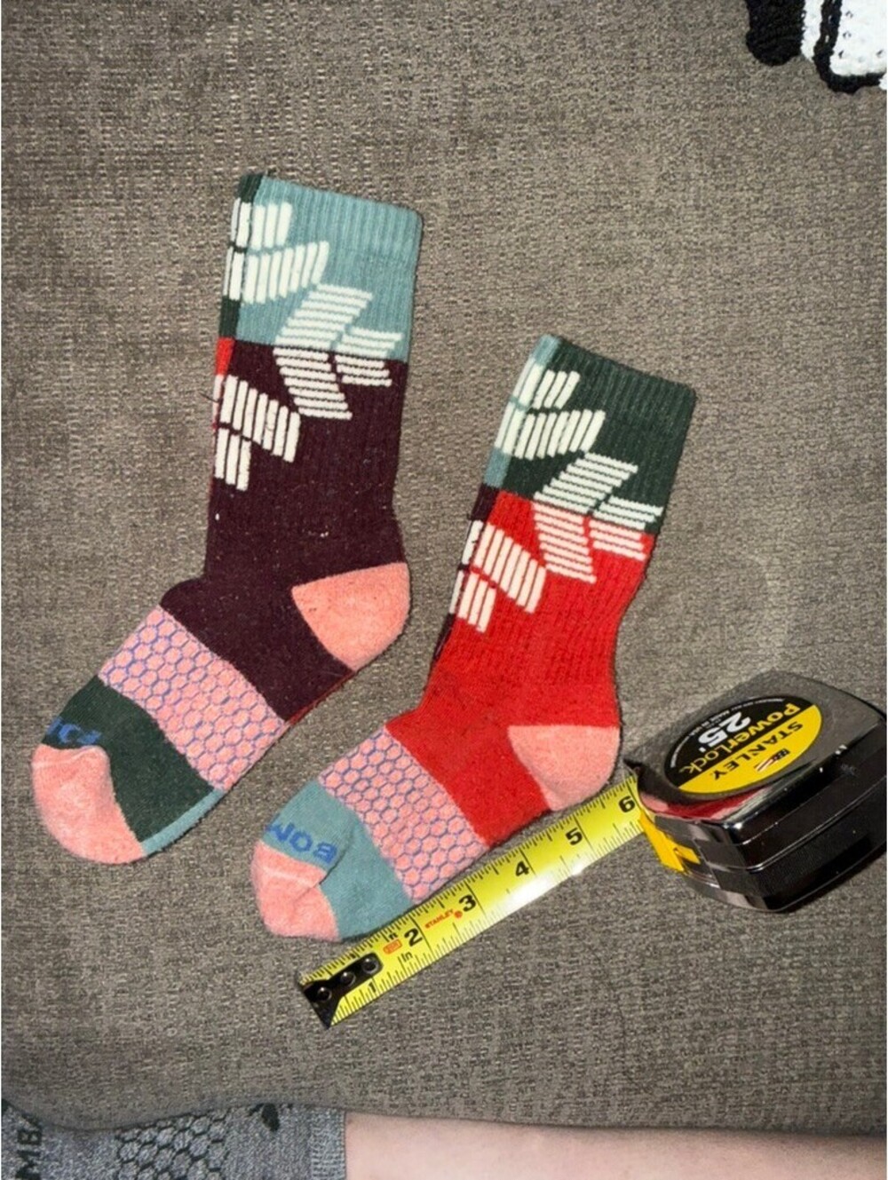Bombas Kids Crew Socks Multicolor Geometric Colorblock Cushioned Pair
